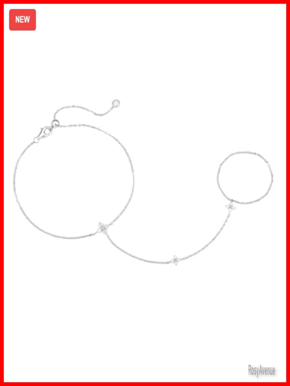 Gold Plated 925 Sterling Silver Moissanite Hand Chain Bracelet Adjustable